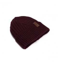 Čepice z merina Obo mechová vínová 2