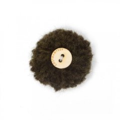 Ručně vyráběná vlněná bambule hnědozelená k našim čepicím a kloboukům 2