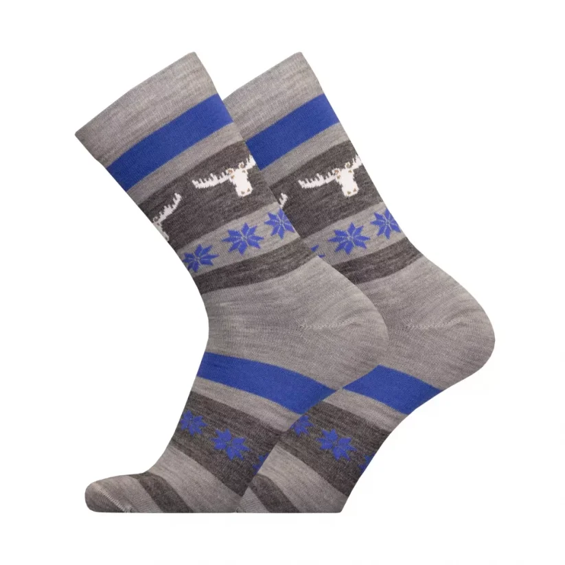 Merino ponožky jelen bílý - Velikost: 43-46, varianty: šedé