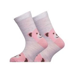 dětské merino ponožky medvídek růžové