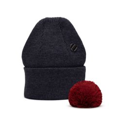 Merino čepice s bambulí Wau tmavě šedá Merino čepice s bambulí Wau tmavě šedá