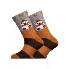 Dětské merino ponožky s medvědem