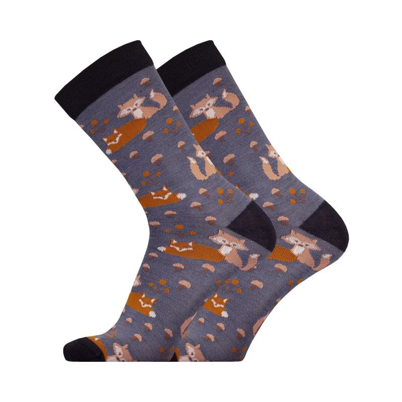Merino ponožky lišky - Velikost: 35-38, varianty: zelené