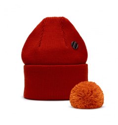 Merino čepice s bambulí Wau cihlová Merino čepice s bambulí Wau cihlová