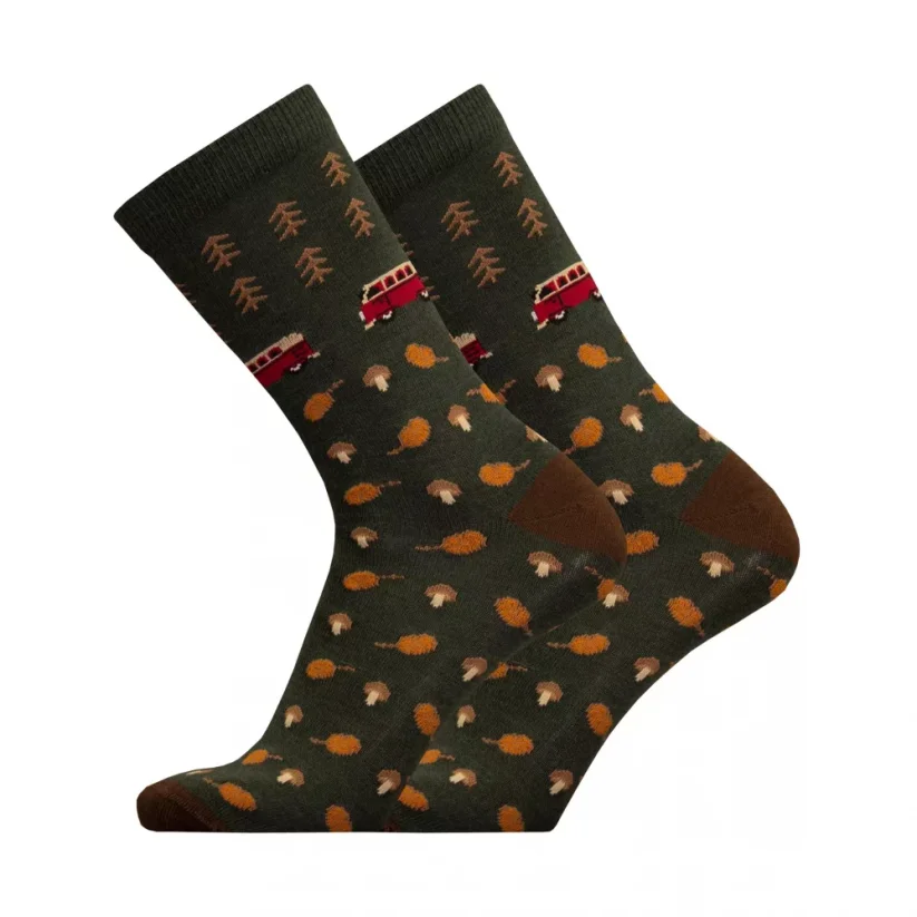 Merino ponožky podzimní autobus - Velikost: 35-38, varianty: zelené