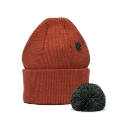 Merino čepice s bambulí Wau tmavě oranžová Merino čepice s bambulí Wau tmavě oranžová