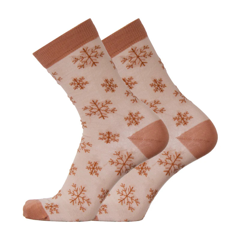 merino ponožky sněhová vločka růžové