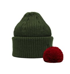 Nízká čepice z merina Bubu mechová zelená