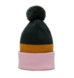 Barevná merino čepice s bambulí Mibu růžovozelená 2 Barevná merino čepice s bambulí Mibu růžovozelená 2