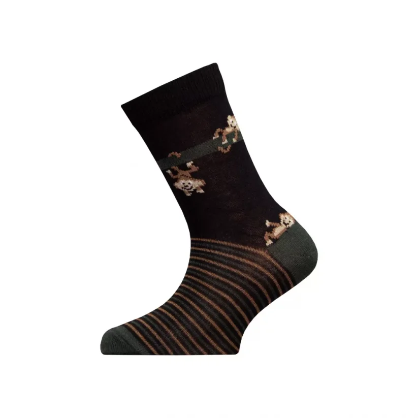 Dětské merino ponožky opičky - Velikost: 34-36, varianty: černé