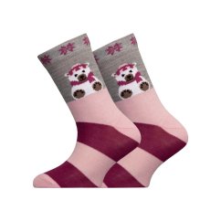 Dětské merino ponožky s medvědem