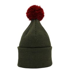 Merino čepice s bambulí Wau mechová zelená 2