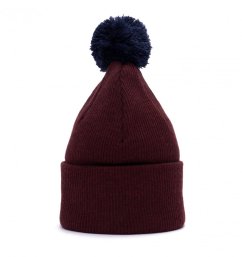 Merino čepice s bambulí Wau vínová 2 Merino čepice s bambulí Wau vínová 2